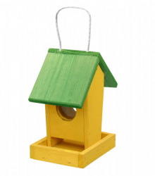 Dřevěné krmítko - žluto-zelené - domek pro ptactvo - 1 ks